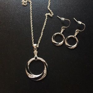 Black and Silver Necklace and Earrings